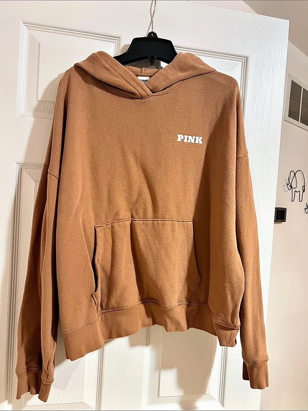 PINK Pullover Hoodie in Brown Size Large Like New